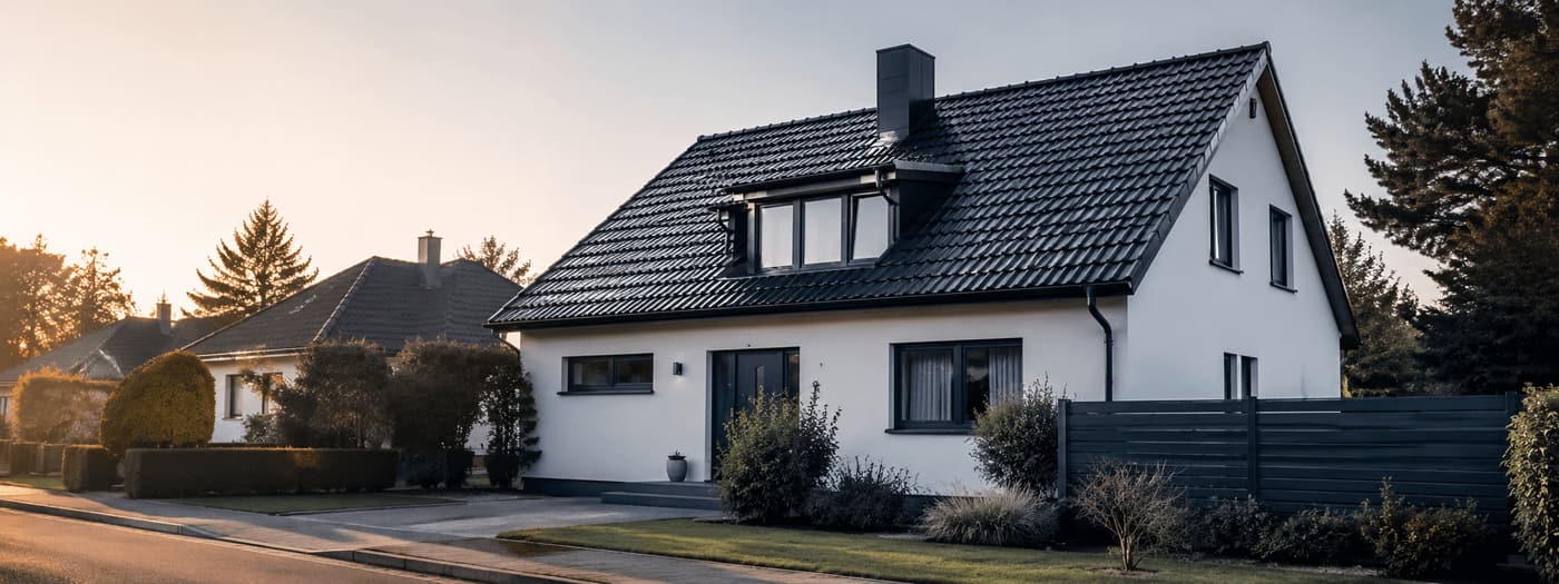 Single-family home with maintained roof and gutters in Berlin Brandenburg